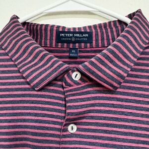 Peter Millar golf polo crown crafted XL pink blue stripes